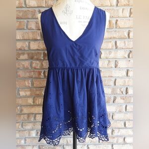 Anthropologie Wolven Blue 100% Cotton Sleeveless Top.